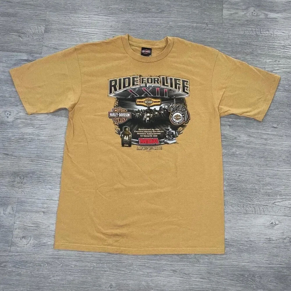 Harley Davidson Men XL Ride For Life 2009 Shirt Tee Bike Motorcycle Short Sleeve
